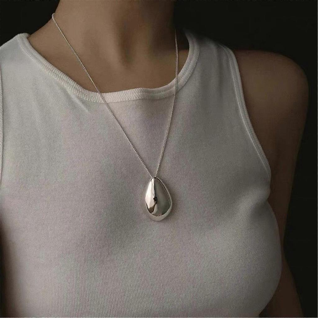 Stylish Waterdrop Pendant Necklace Simple Smooth Waterdrop Pendant Neckchain Adornment Eye Catching Neck Accessory M