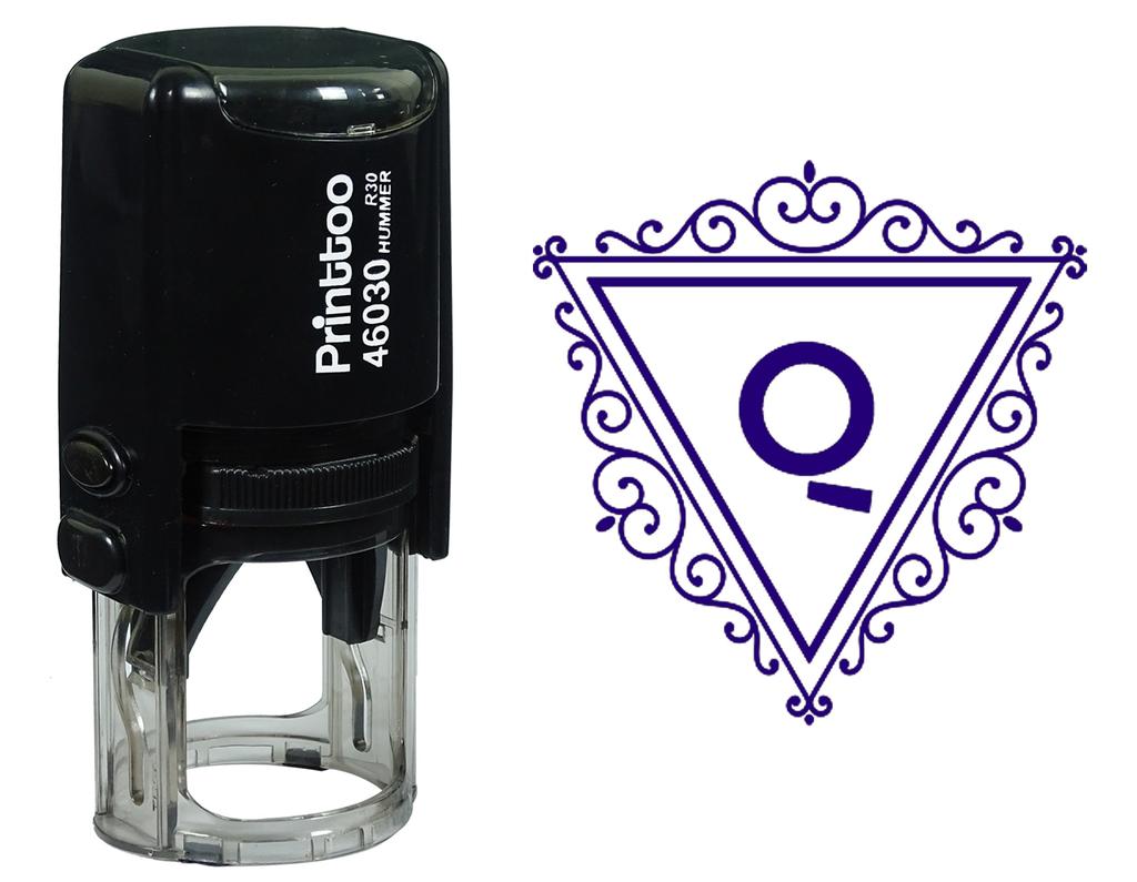 Printtoo Q Алфавит Вихревой Граница Треугольник Монограмма Первоначальная Самостоятельная Краска Резиновая Штамп Офис