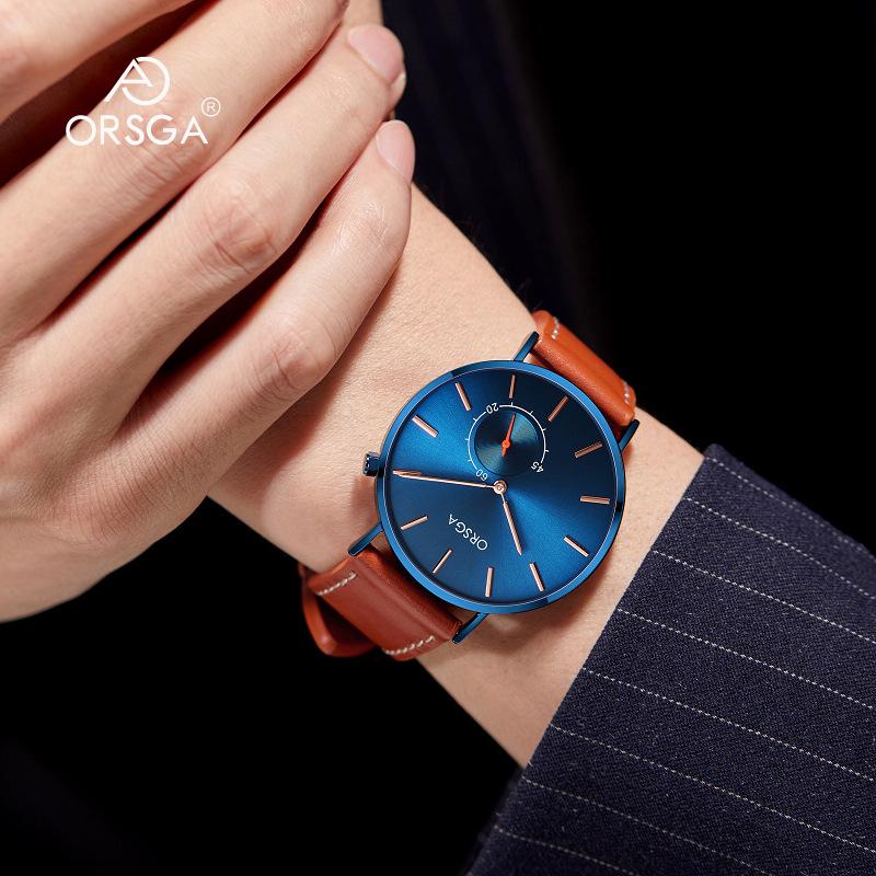 ORSGA Fashion Сверхтонкие Минималистичные Мужские Водонепроницаемые Кварцевые Часы