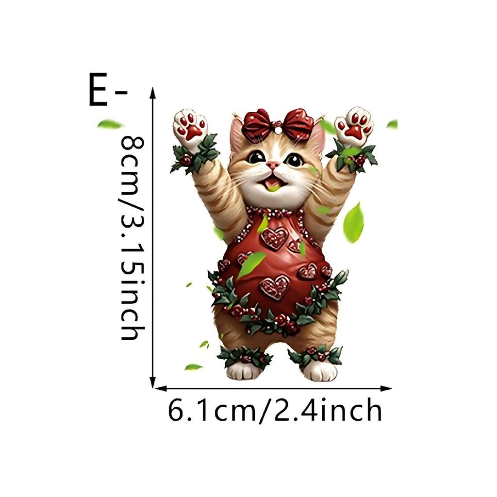 Valentine Day Theme Cute Rose Cat Pattern Acrylic Pendant Car Interior Decor