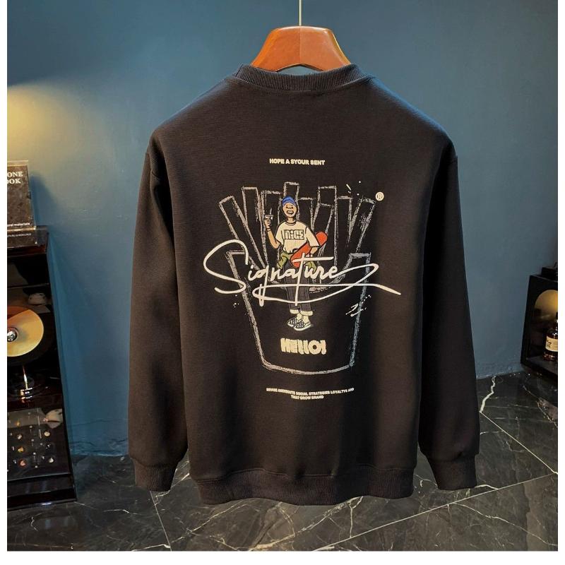 Мужской пуловер с круглым вырезом, осенняя новинка, повседневная одежда с вышивкой, с длинным рукавом, с принтом, свободная базовая футболка