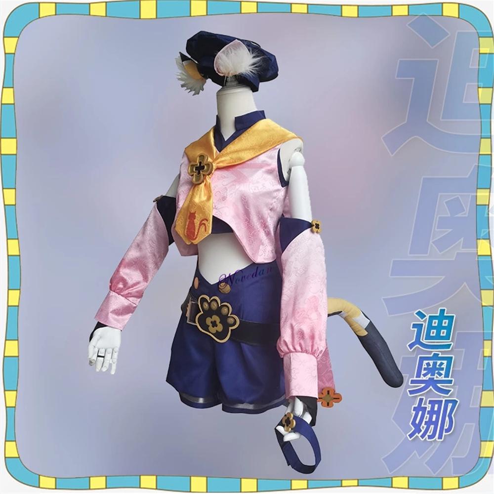 Genshin Impact Diona Косплэй костюм обувь берет шляпа уши парик аниме наряд платье Хэллоуин карнавальная форма женский костюм на заказ