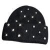 Rhinestone Beads Pullover Yarn Hat Rabbit Fur Warm Bonnet Beaanies Korean Wool Skullies Cap  Women