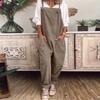 Vintage Women Strap Sleeveless Jumpsuits Casual Side Pokcets Solid Loose Pants