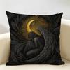 Angel Gothic Baroque Mythical Cushion Cover Durable Hypoallergenic Organic Linen Pillow Cover Short Size Washable Skin-Friendly