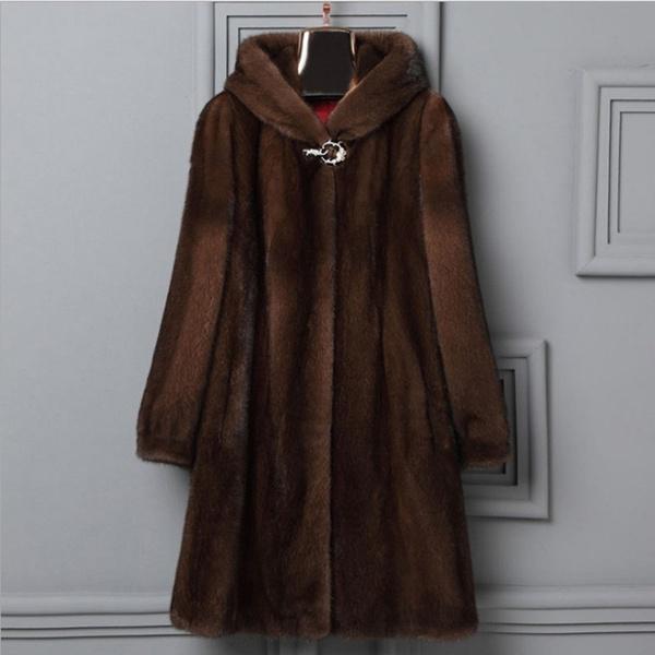 Женское пальто, новая шуба на осень и зиму, женское длинное пальто из искусственной норки, замша с капюшоном