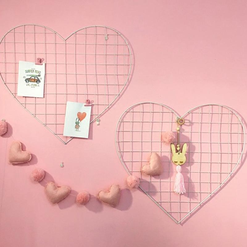 Wall Decorative Iron Photo Grid Panel Rack Clip Painted Wire Photograph Hanging