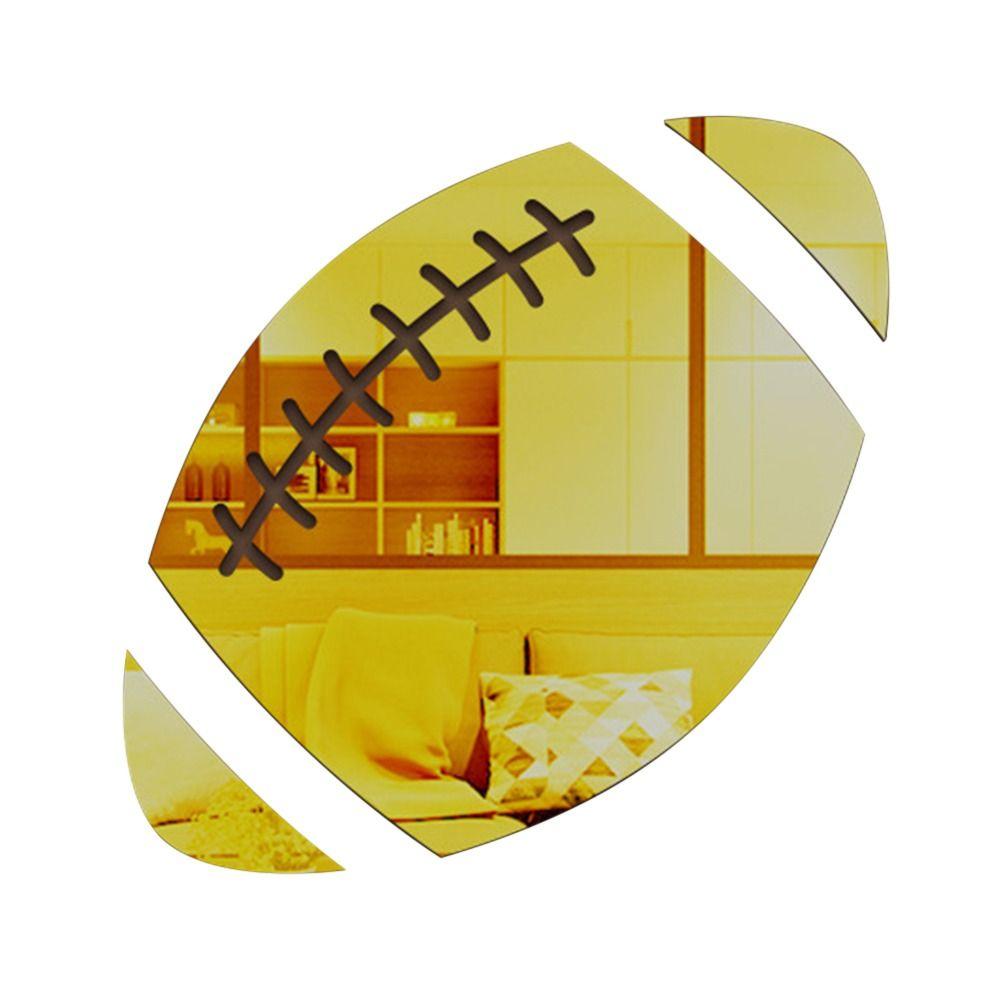 1Set Modern Style 3D Basketball/Football/Rugby Shaped Mirror Wall Sticker Gold/Silver/Black Wall Art Waterproof PVC Mirror Decal