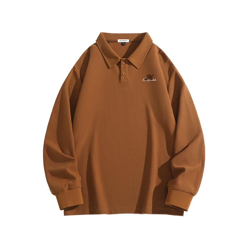 Mark Fairwhale Men's Waffle Knit Long Sleeve Polo Shirt