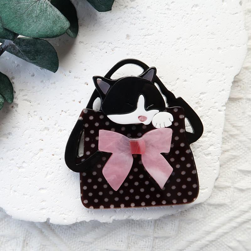 Original Cartoon Basket Cat Brooch Acrylic High Quality Apparel Accessory Pin