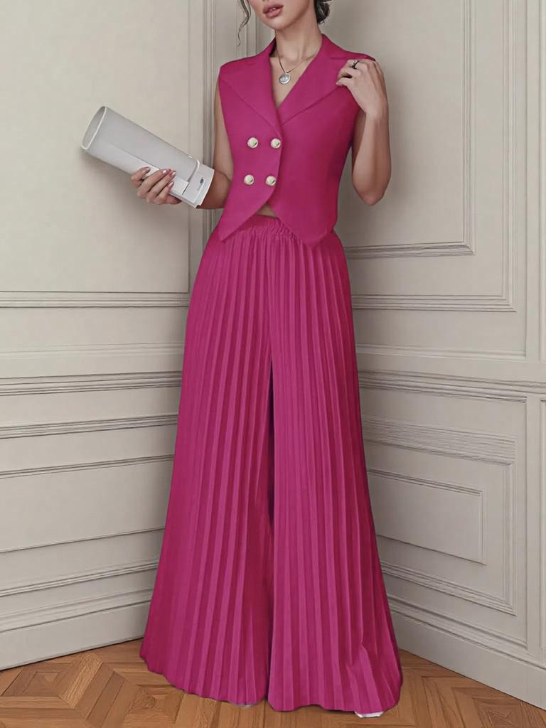 Женский Новый Модный Комплект: Жилет-Кардиган и Плиссированные Брюки, Комплект из Длинных Брюк для Женщин