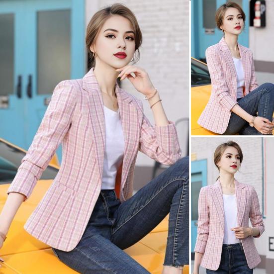 Весна Осень Костюм Пальто Женский Лацкан Длинный Рукав Slim Fit Одна Пуговица Костюм Пиджак С Карманами Офисная Женская Верхняя Одежда