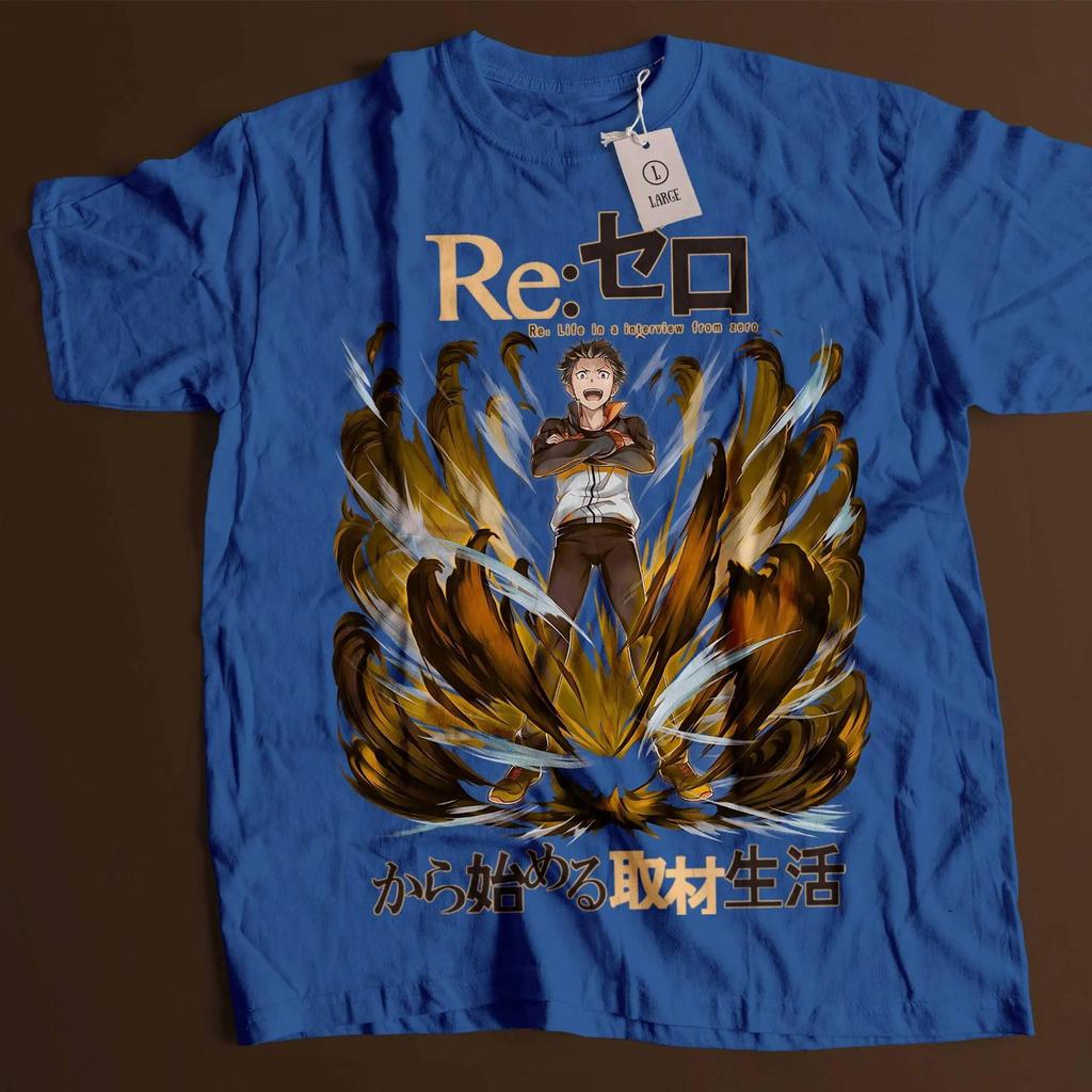 Аниме ReZero 4 Нацуки графика 100% Хлопок унисекс футболка 2026 Летняя мода Y2k Унисекс Короткий рукав Аниме-мерч