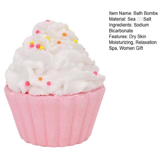 80G Cupcake Salt Bath Bombs Plants Extract Essential Oils Handmade Fizzies Ball Dry Skin Moisturizing Aromatherapy Shower Ball Women Spa