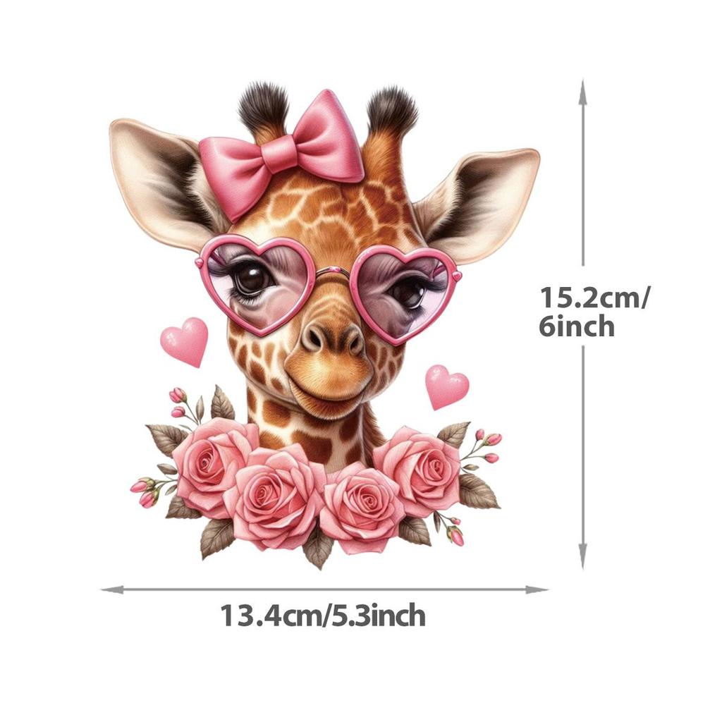 Animal Flowers Thermal Patches Clothing Cartoon Deer Cat Tiger Thermal Press Vinyl Hoodies Tops Washable Diy Thermal Stickers