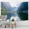 Live Photo Clear Mountain and Green Water Large Landscape Printed Tapestry Psychedelic Wall Hanging Bohemian Wall Art Home Decor
