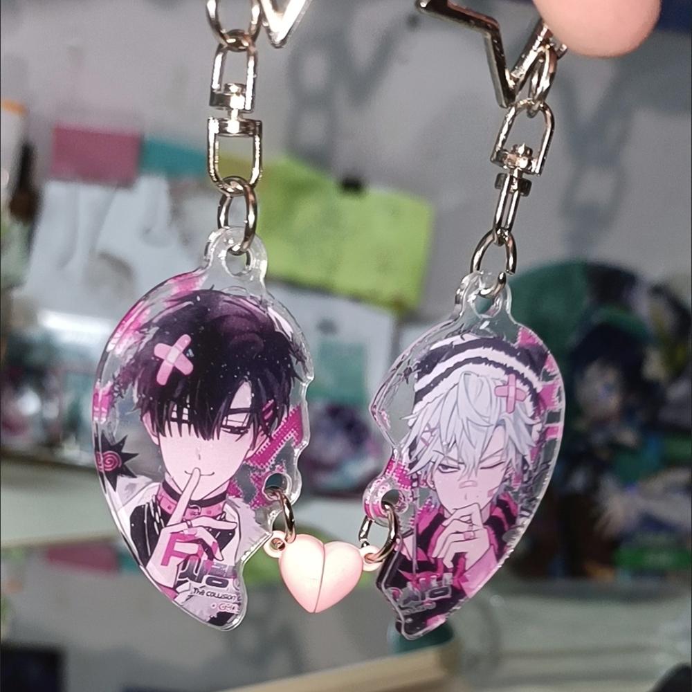 Anime ALIEN STAGE Keychain Till Ivan Heart-Shaped Magnetic Pendant Cute Bag Pendant Key Ring Acrylic Cartoon Girl Gifts