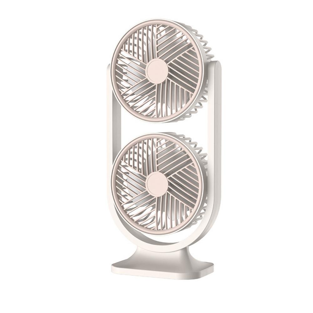 USB Rechargeable Dual-Head Desktop Fan 5 Gear Small Electric Fan  Home Living Room