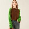 TUHUANG Women's Colorblock Twisted Knit Wool Sweater