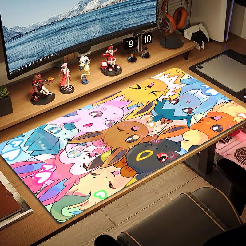 Cute Pokemon Mouse Pad, Large Gaming Desk Mat, Non-slip XXL Mousepad for Laptop & Tablet, Mini PC Playmat with Stitched Edges
