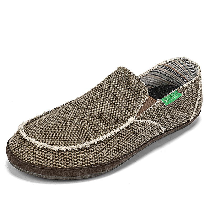 2025 повседневная обувь мужская весенняя легкая парусиновая обувь на одной педали мужская обувь большого размера обувь-перчатки в наличии