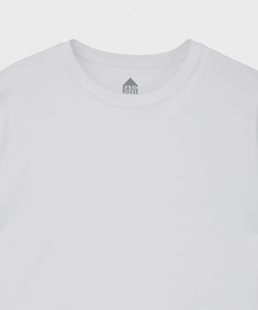 BASIC HOUSE Women'S Round Cropped Short Sleeve T-Shirt White Lats0202