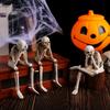 Halloween Statues Skeleton Resin Realistic Skull Decorations Shelf Sitter for Home Haunted House Halloween Party Decor