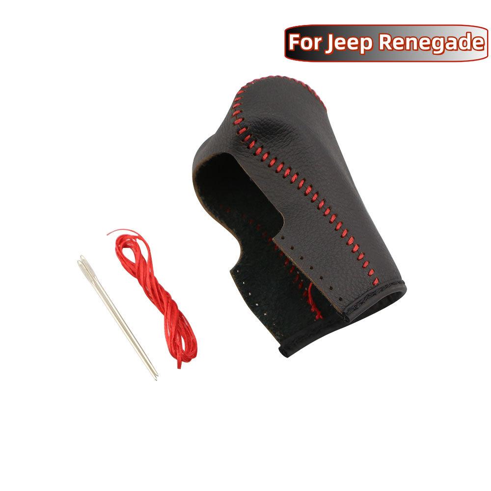 Leather Car Gear Shift Head Knob Cover Protective Collars Covers for Jeep Renegade 2014 -2021 Compass 2017-2020 AT Interior Acc.