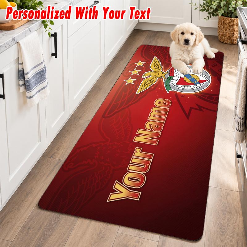 Benfica FC Custom Name Flannel Rug Kitchen Mat Non Slip Floor Carpet Personalized Home Decor