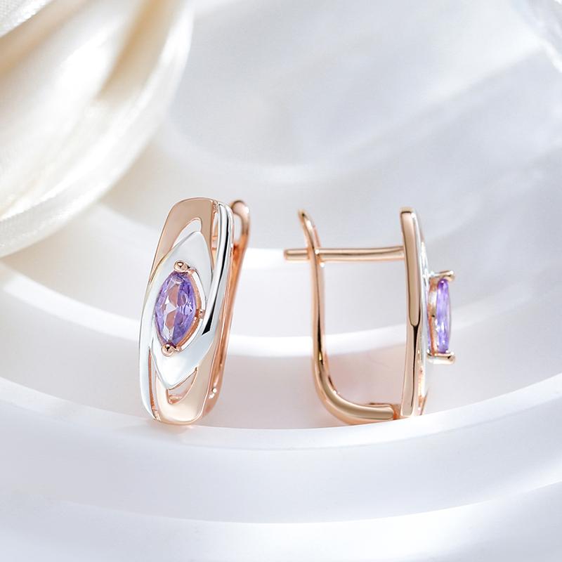 Посеребренные текстурированные геометрические фиолетовые серьги-капли с цирконом для женщин, модные ювелирные аксессуары золотого цвета