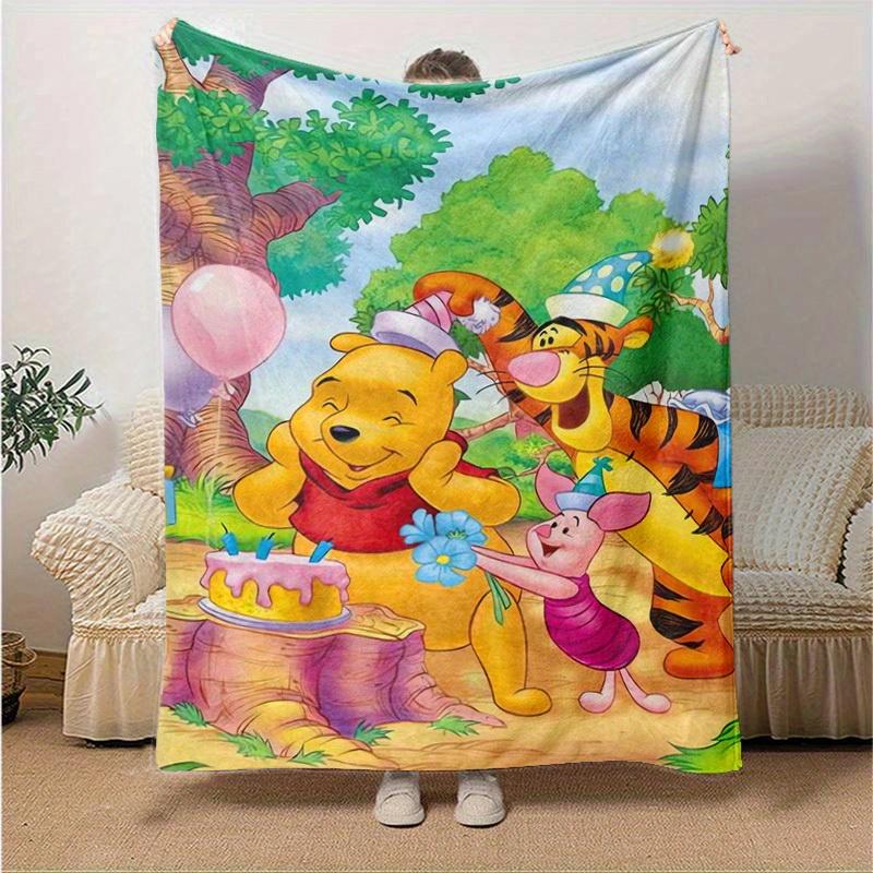 1pc. Cartoon Winnie The Pooh Tiger Piglet Blanket, Seasonal Home Decorative Throw for All Seasons, Cute Gift Idea for friends,Soft Flannel T