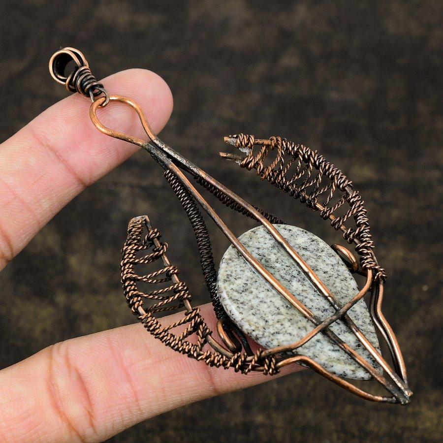 K2 Azurite Handmade Copper Wire Wrap Jewelry Pendant 4.22" B0F93