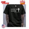 РАСПРОДАЖА - Мужская графическая футболка в стиле 'God is Good' - Принт с крестом, Унисекс, Размеры S-5XL