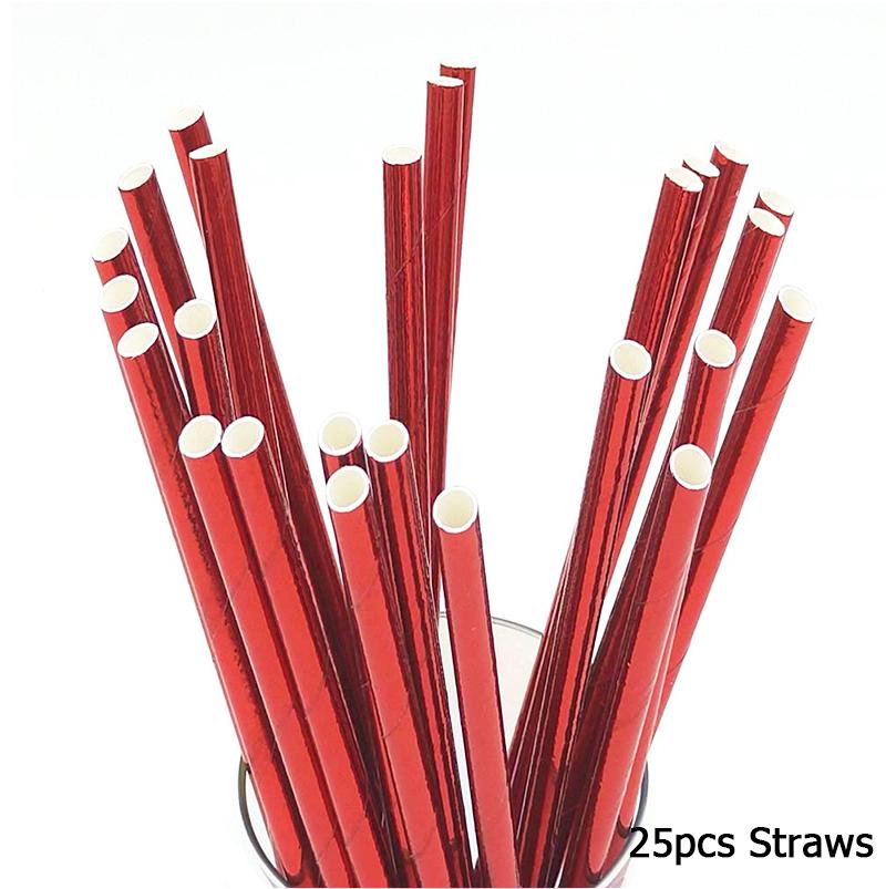25 шт. розовых бумажных трубочек для питья, сувениров для украшения свадьбы, дня рождения, бумажных трубочек для питья, принадлежностей для дня рождения