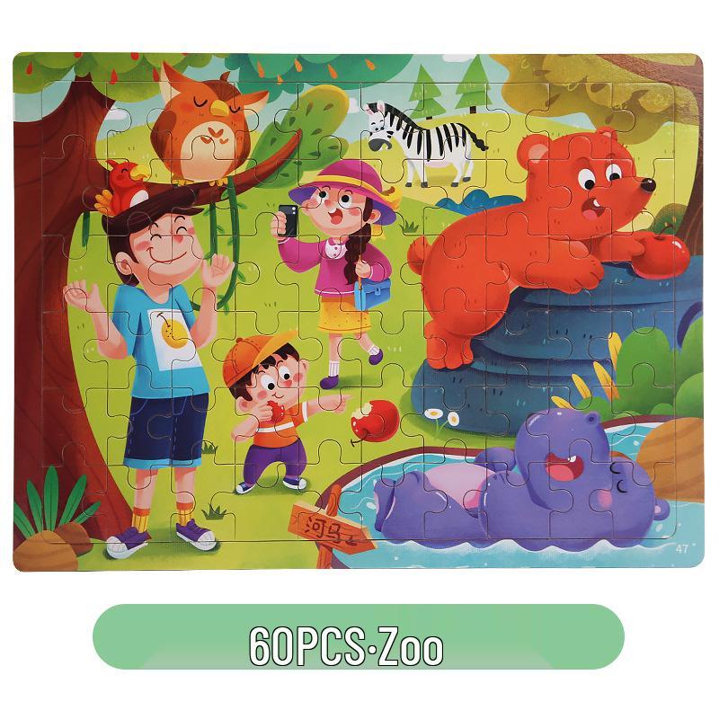 60-Piece Children's Cartoon Wooden Jigsaw Puzzle for Early Education