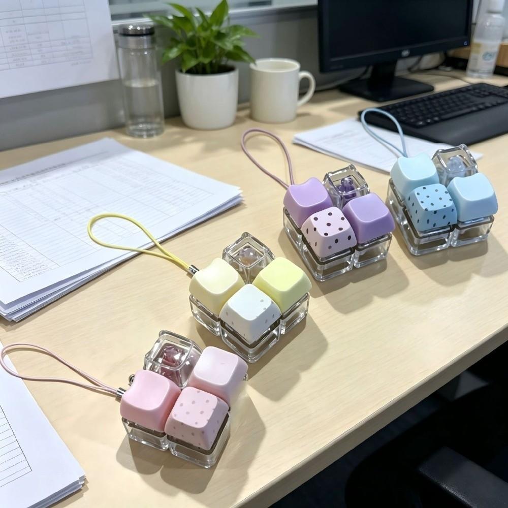 Plastic Fidget Keychain Transparent Keycap Clicker Funny Stress Relief Pendant Daily