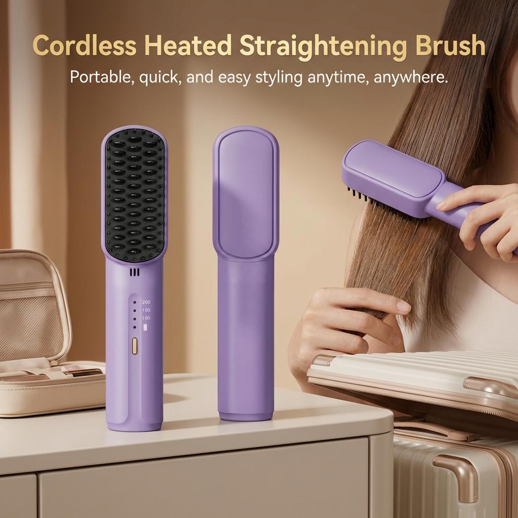 Negative Ion Hair Straightener Comb For All Hair Types With Wireless Design And Quick Heating Function