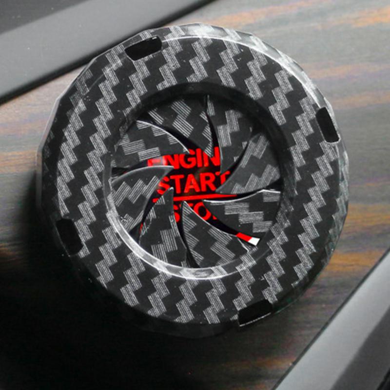 Rotary Push Start Button Cover Carbon Fiber Push Start Button Stylish Car Power Control Trim Car Button Decoration Engine Start
