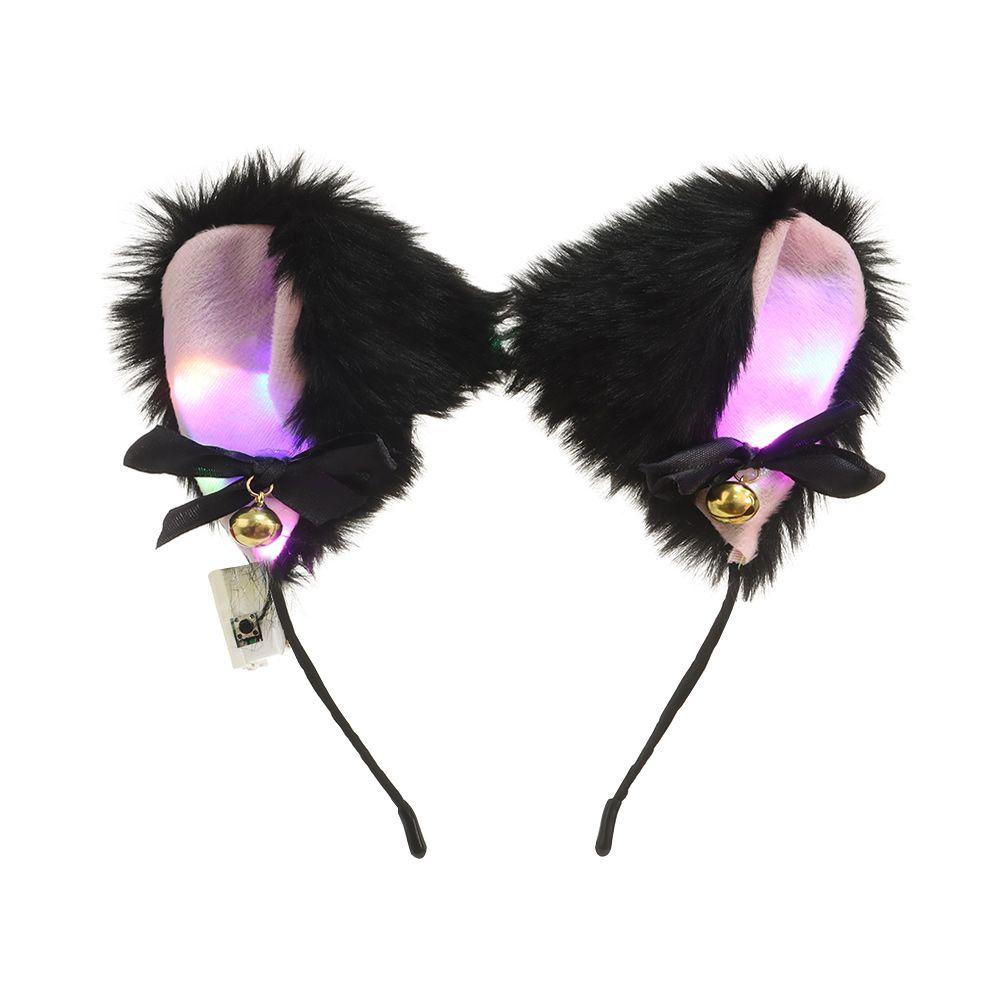 With LED Light Plush Furry Cat Ear Headband Fancy Dress Hairband Hair Accessories Cosplay Headwear