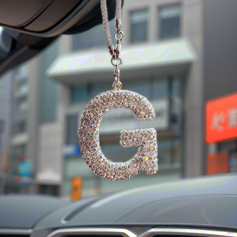 Новый 1 шт. Стразы Буквы Автомобильное Зеркало Заднего Вида Подвеска Кристалл Автомобильное Украшение Шикарный Аксессуар Подвесной Креативный Блестящий Шарм