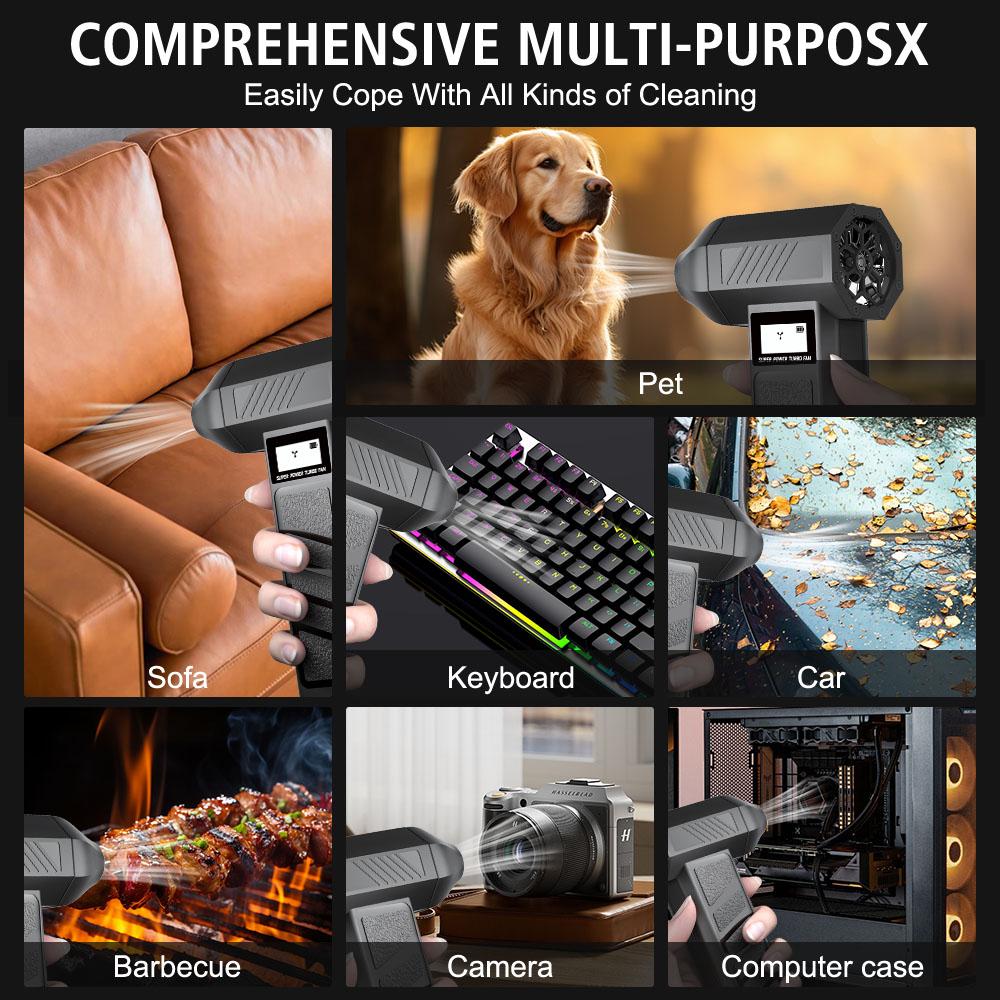 Gears Adjustable Type C Charger Portable 130000 RPM Electric Air Duster Turbo Jet Fan Car Blowing Snow Car Accessories Cleaning Blower Tool