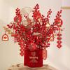 Korean Style New Year Housewarming Ornament: Plush Flower Fortune Bucket for Living Room