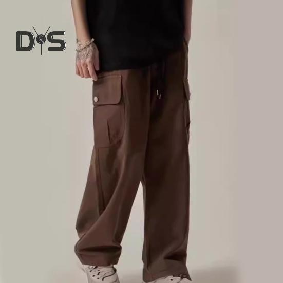 Мужские брюки-карго с несколькими карманами в американском стиле, прямые, широкие, свободные, с завязками на резинке, на талии, для повседневных путешествий