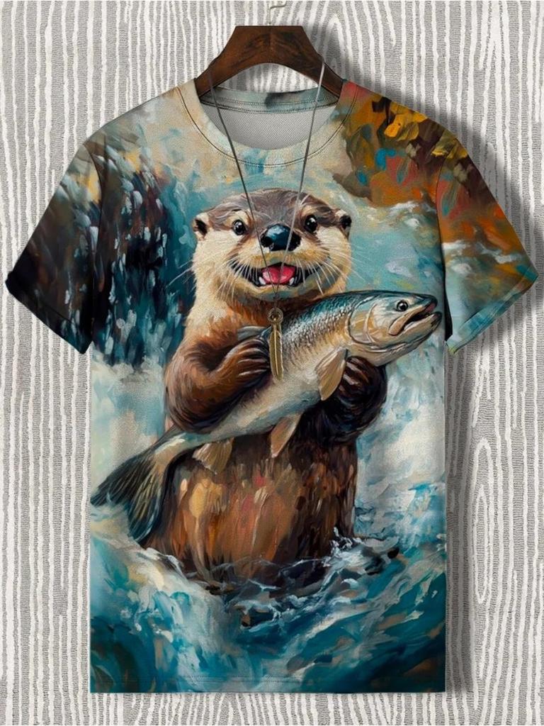 Мужская футболка с забавным принтом животных, футболки с короткими рукавами, топы с 3D-принтом, рубашки с круглым вырезом, летняя повседневная мужская одежда для вечеринок