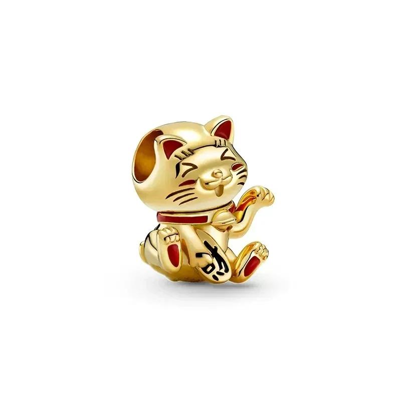 Gold Series Original Copper Hearts Cactus Fortune Cat Charms Beads For Diy Bracelet Necklace Women Jewellery Gift