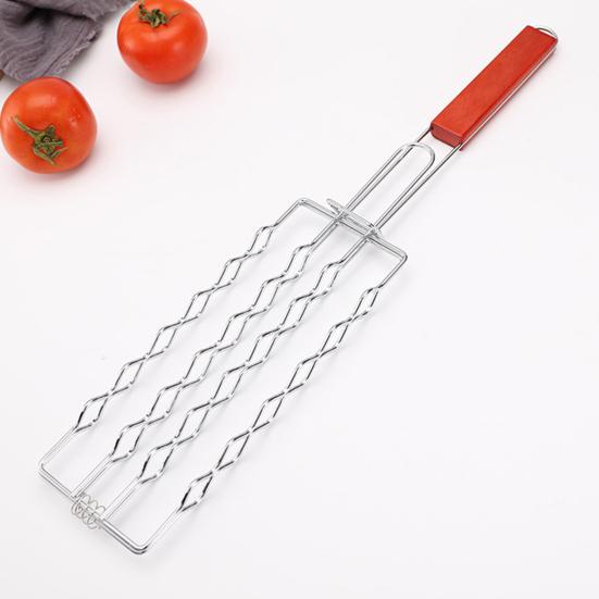 Корзина-гриль из нержавеющей стали с ручкой, решетка для жарки хот-догов, держатель для колбасок для барбекю, устойчивая к ржавчине, расширяемый инструмент для гриля BBQ для приготовления на открытом воздухе