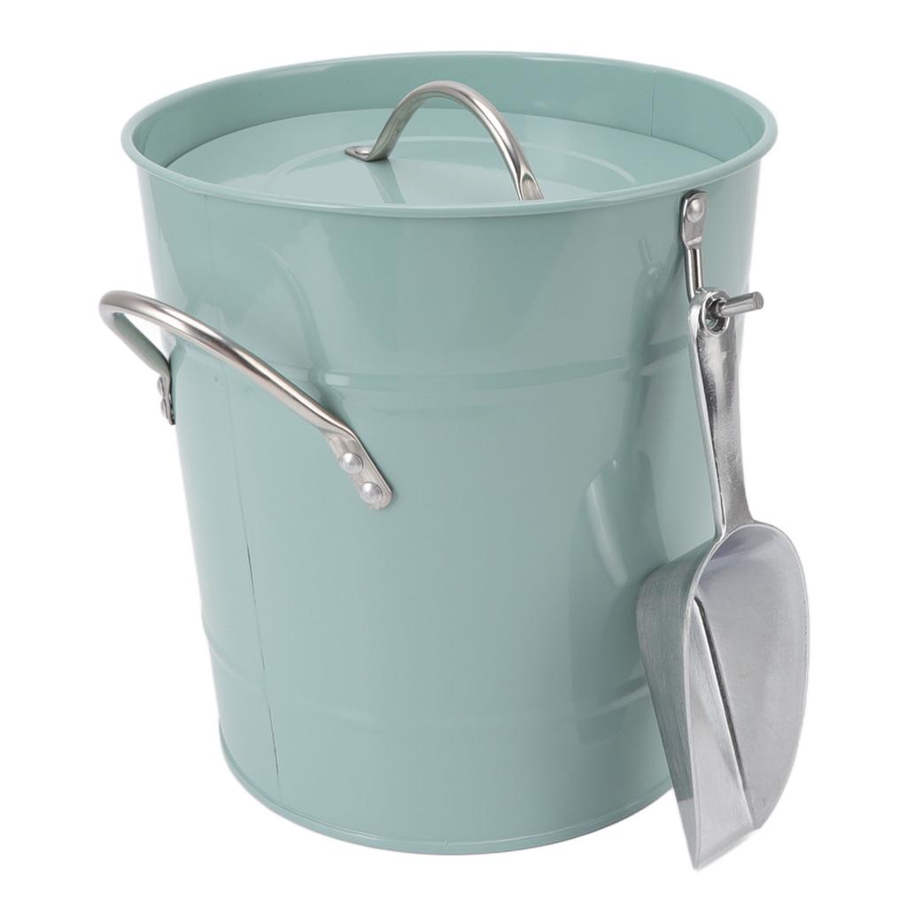 Round Ice Bucket Multipurpose Safe Galvanized Ice Buckets with Lid and Ice Shovel for Bar Restaurant Party Blue