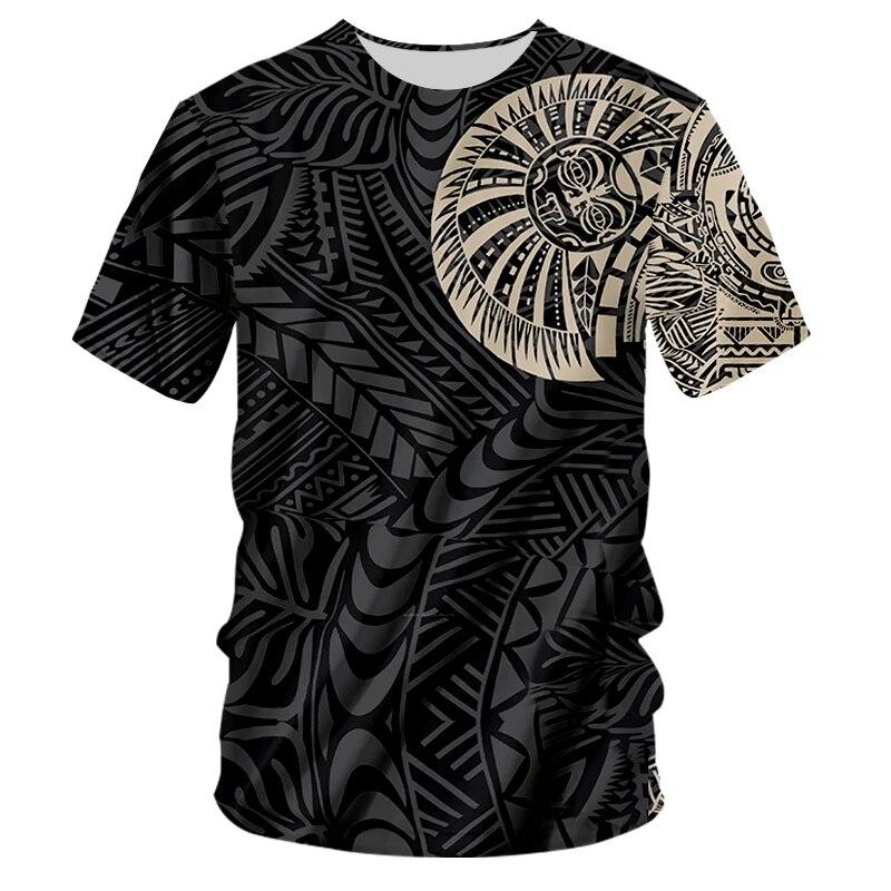 Summer Trend Tahiti Polynesian Men's Fashion T-Shirt O Neck Casual Short Sleeve Oversized Street Shirt Comfortable Hawaiian Plus Size Tops