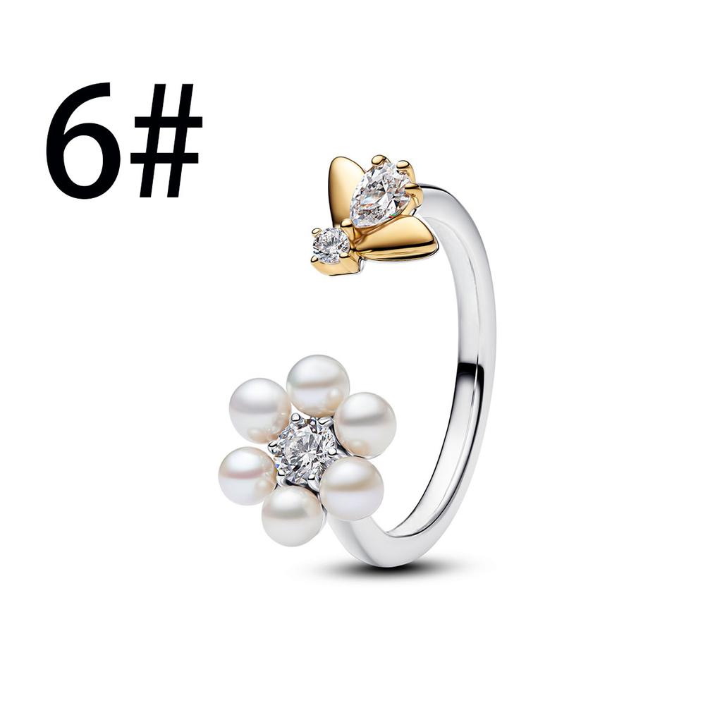 New 925 Silver Pearl Set Charms Ring Fish Flower Earrings Bead Pendant Fit Bracelet Necklace Jewelry Gift