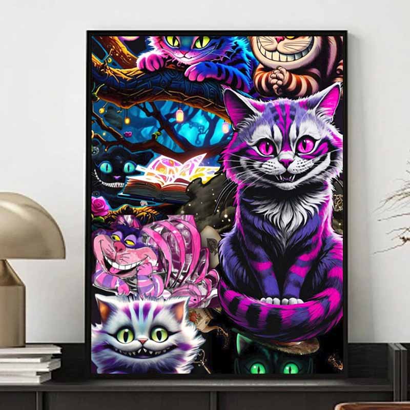 Disney 5D DIY Diamond Painting Alice in Wonderland Cheshire Cat Group Illustration Embroidered Mosaic Cross Stitch Home Decor Gifts Crafts